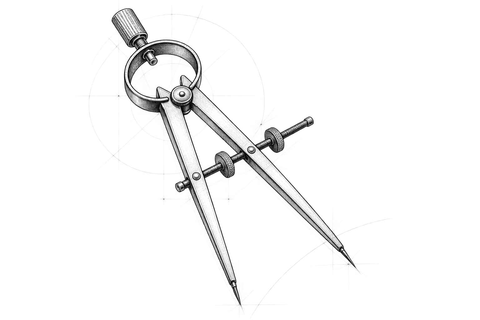 Hand-drawn drafting compass