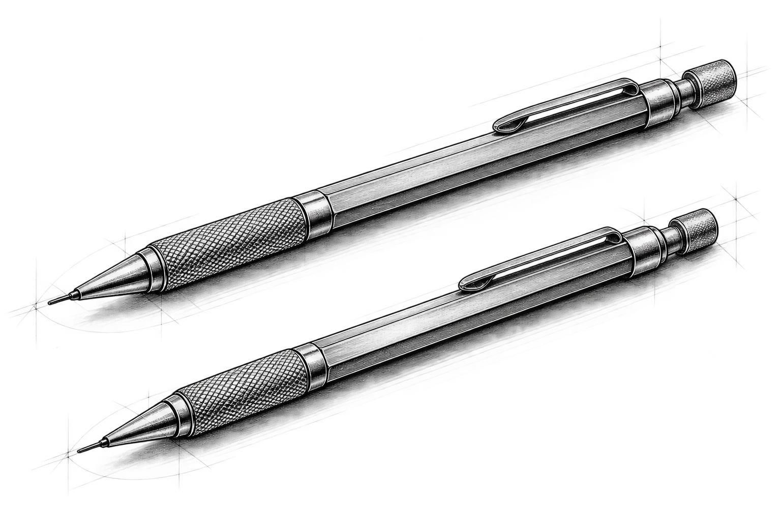 Hand-drawn mechanical drafting pencils