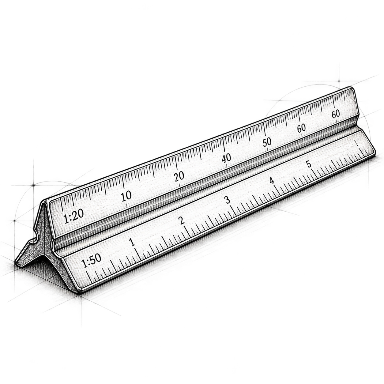 Hand-drawn architect's scale